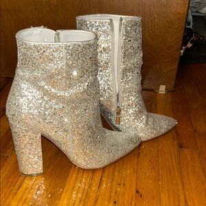 Silver Glitter Ankle Boots